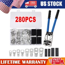 280PCS Silver Lugs Ring Terminals Bare Battery Welding Crimp Wire Connectors Kit