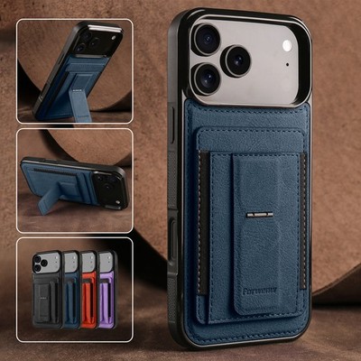 For iPhone 17 Pro Max Air 17e 16 15 14 13 12 11 Card Slot Stand Rugged PhoneCase