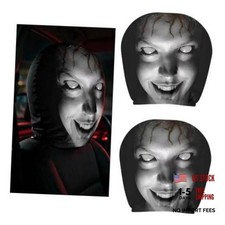 2PCS Scary Face Headrest Covers, Scary Printing Elastic Car Seat Headrest