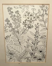 Fred Biesel Chicago Artist WPA Era Modernist Drawing Summer Garden Floral Nice!!