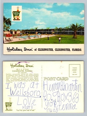 Clearwater, FL-Florida, Holiday Inn Motel Pool View Standard Vintage Postcard
