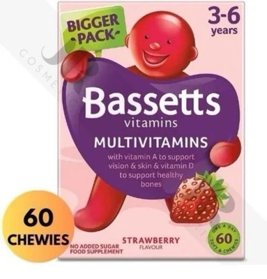 Bassetts Multivitamins For Kids 3-6 Years Strawberry 60 Chewies