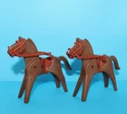 Playmobil 2 Vintage Brown Horse Figures Horses for Western, Knights, Soldiers