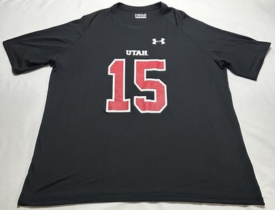 Utah Utes #15 Under Armour Short Sleeve Shirt Men's 2XL XXL Black Loose Fit