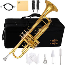 Glory Bb Trumpet for Students with Case, Pair of Gloves - Gold