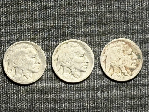 1920 PDS Buffalo Nickels - Set of 3 Coins