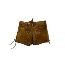 Real Leather Shorts for Women, Vintage Style, Brown, Used