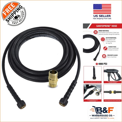 #ad 25ft 4000 PSI Pressure Washer Hose M22 Connections Heavy Duty Santoprene $71.54