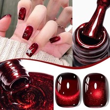 10ml Red Wine Cat Eye Magnetic Gel Nail Polish Glitter UV LED Soak Off Manicure