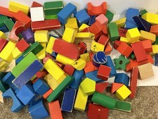 Wooden Multi-Color Building Blocks Set, 7 lbs, Preschool Pretend Play Toy 142 