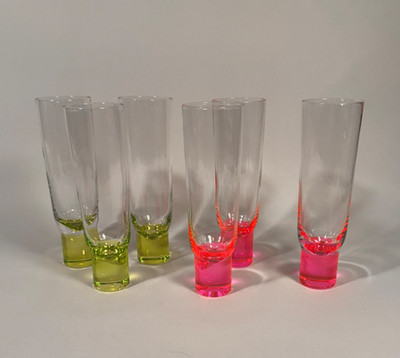 Sagaform Club Champagne Flute Wine Glass Neon Green & Pink Borgström Scandinavia