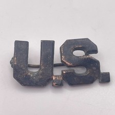 Antique WWI US Military Collar Insignia Pin Bronze Tone Metal Uniform Brooch
