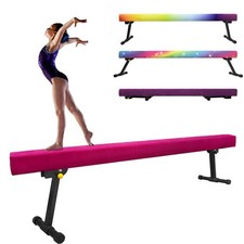 86 York 8ft Gymnastics Balance Beam, High  Low Floor Beam for Kids/Adults Pink 