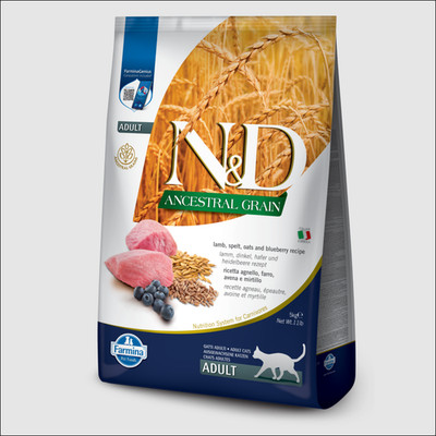 Farmina N&D Ancestral Grain Dry Cat Food - Lamb & Blueberry Adult