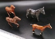 Vintage Lead painted pony x 2, foal and donkey. Johillco, Britain's or similar.
