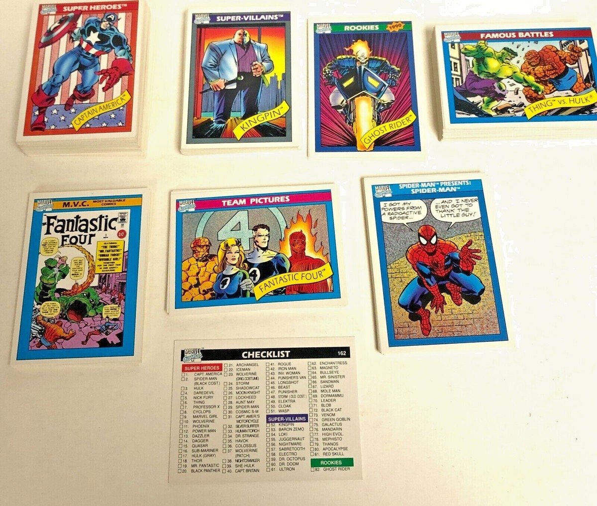 1990 Marvel Complete Set 1-162 Impel Trading Cards w/Stan Lee High