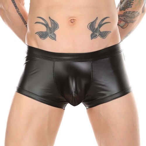 Boxer uomo slip butt aperto intimo tronchetti sexy wet look pantaloncino ecopelle' - Foto 9 di 21