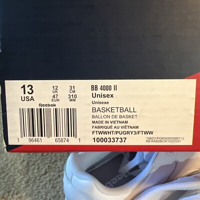 Size 13 - Reebok BB4000 2 White | eBay