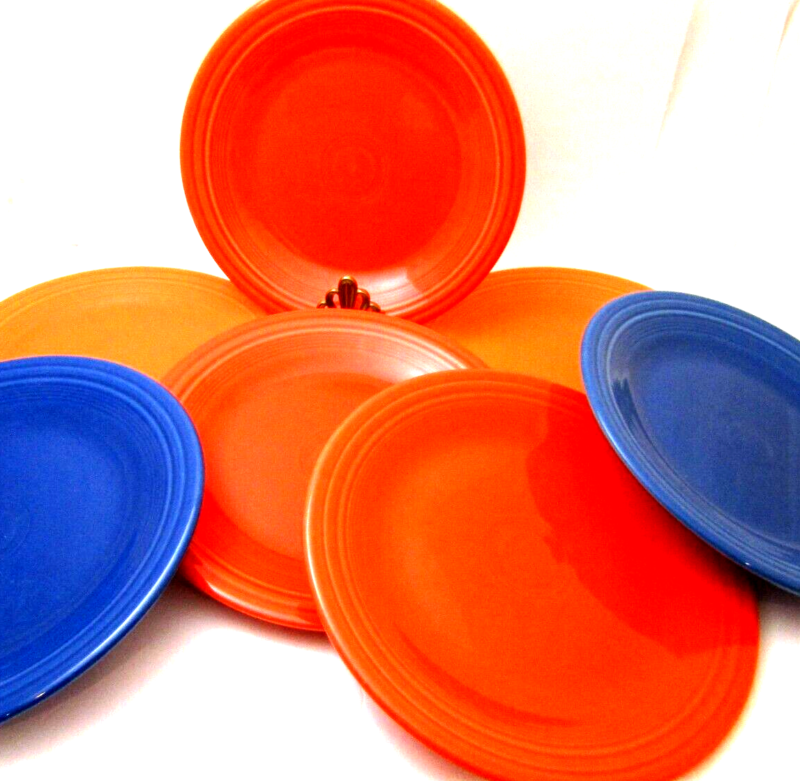 7 Fiestaware Dinner Plates 10.5" FIESTAWARE Bright Orange Blue HLC Mix