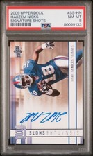 2009 Upper Deck Signature Shots Hakeem Nicks #SS-HN Rookie Auto RC PSA 8 NM-MT