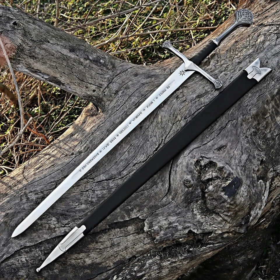Hand Forged Damascus Steel Viking Sword Sharp Battle Ready Medieval Sword Gift - Image 3 of 4