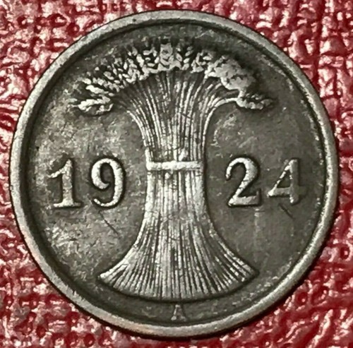 HIGHER GRADE 1924 A GERMAN / GERMANY 2 RENTENPFENNIG-DEUTSCHES REICH-AGT400