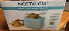 NOSTALGIA Grilled Cheese Maker Extra Large 2-Slot Toaster Sandwich Maker, Blue