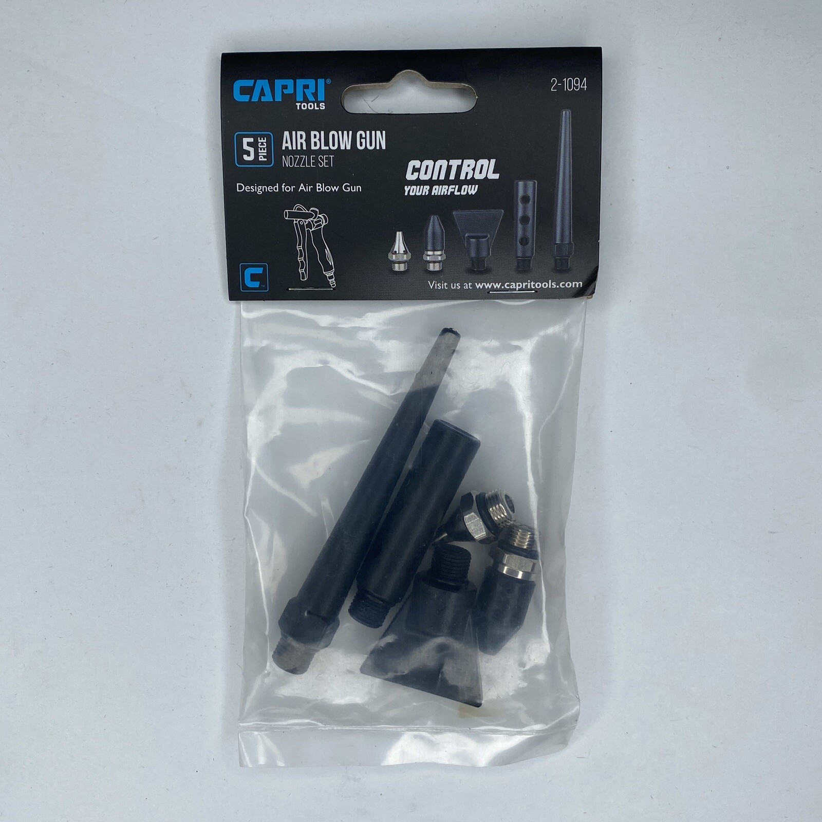 5-Piece Nozzle Set for Capri Tools 2-Way Air Blow Gun (2-1094) - NEW