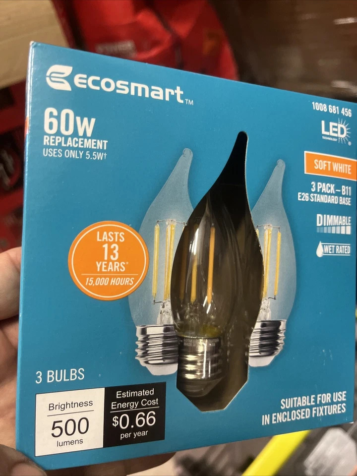 EcoSmart BA11 Dimmable Edison LED Light Bulb Soft White BA11C5DE26827Z(18lights) - Image 3 of 4