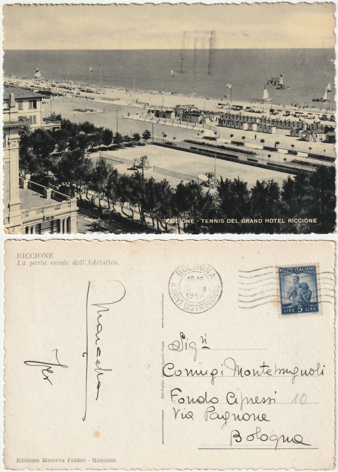 RICCIONE - RIMINI - TENNIS DEL GRAND HOTEL RICCIONE - VIAGG. 1950 -42706-