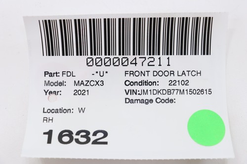 2016 - 2021 MAZDA CX-3 FRONT RIGHT PASSENGER SIDE DOOR LATCH LOCK ACTUATOR OEM - Foto 9 di 9