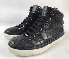 Jimmy Choo Belgravia Black Crocodile High Top Leather Sneakers Size US 6 EU 39