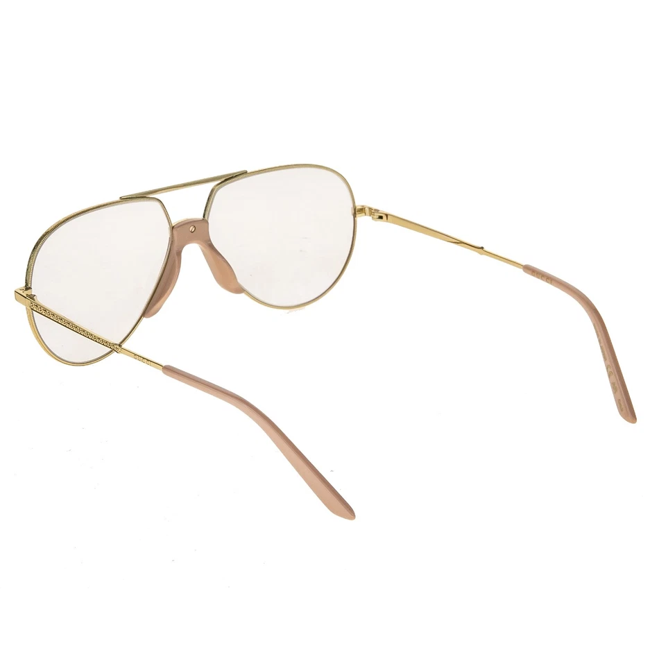 GUCCI 0432 Dorado Cristal Transparente Aviador Metal Retro Gafas de Sol GG0432S Unisex Foto 2 de 4