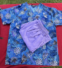 Women  s Cherokee Scrub Set Excellent Condition Size Small Violet  Blues