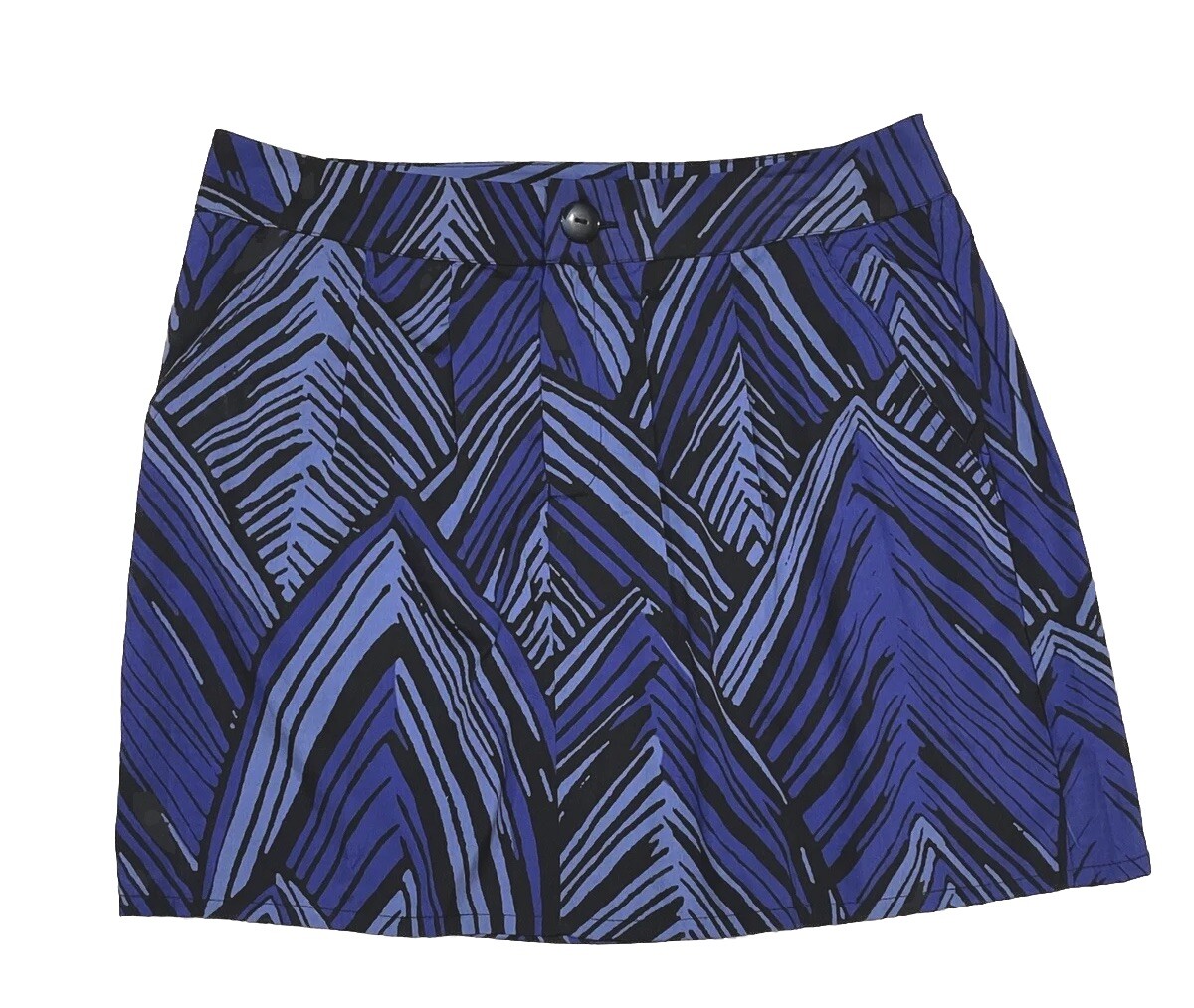 Y2K Retro Blue Geometric Gap Mini Skirt with Pockets Size 4 Button Zip-image