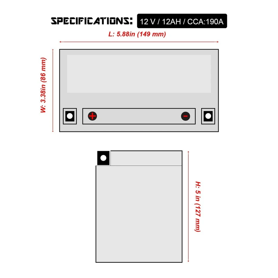 BATERÍA AGM PARA SUZUKI DR650S 1993 / DR650SES 1992-1995 / GSF1200 2001-2005 Foto 2 de 4