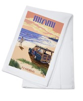 Miami, Fl - Woody On The Beach - Lp Artwork (100% Cotton Towel Absorbent) Miami, Fl - Woody On The Beach - Lp Artwork (100% Cotton Towel Absorbent)