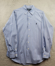 Ralph Lauren Shirt Mens 16.5 34/35 Blue Striped Classic Fit Button-front Pony