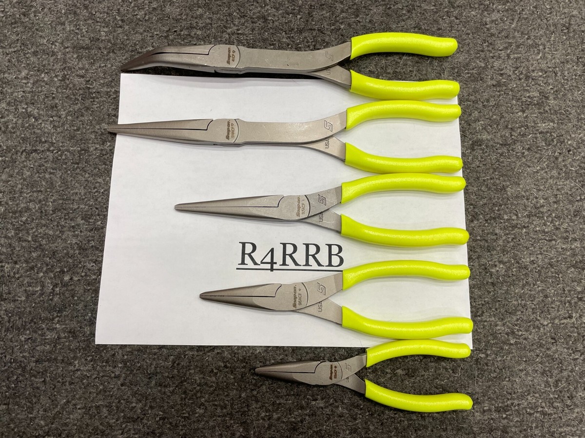 Snap-On USA 3-Piece HI-VIZ Soft Grip Needle Nose Pliers Set | 6, 8, 9 Inch Lengths