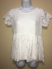 Elena Baldi Top 100 Silk IVORY SHORT SLEEVE Blouse Size S NEW