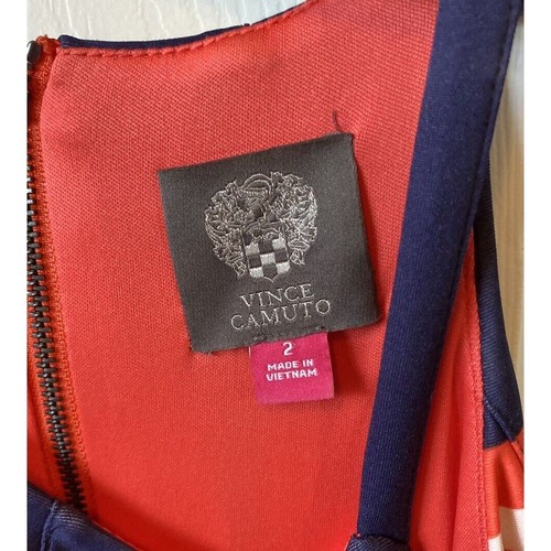 Vince Camuto gestreiftes Scuba Fit & Flare Neckholder Kleid Größe 2 neu mit Etikett UVP $ 128 - Bild 3 von 3