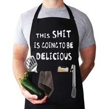 Mens Funny Chef Apron Kitchen Cooking BBQ Baking Grilling Husband Dad