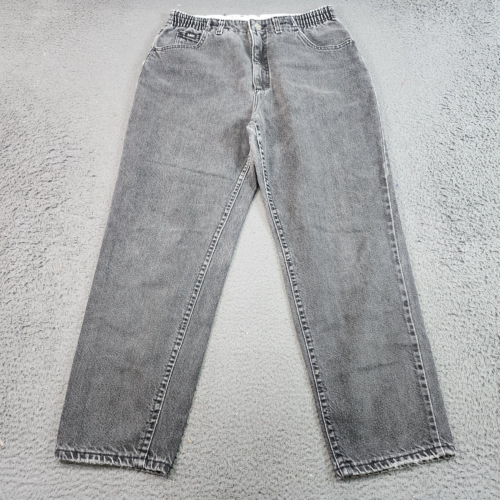 Jeans Mens 29x26 Gray Stone Wash Straight Leg Elastic Waist Denim Casual Pants