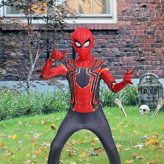 Boys Spiderman Costume Set Web Shooter Kids Halloween Party Fancy Dress Outfit - Image 3 of 4