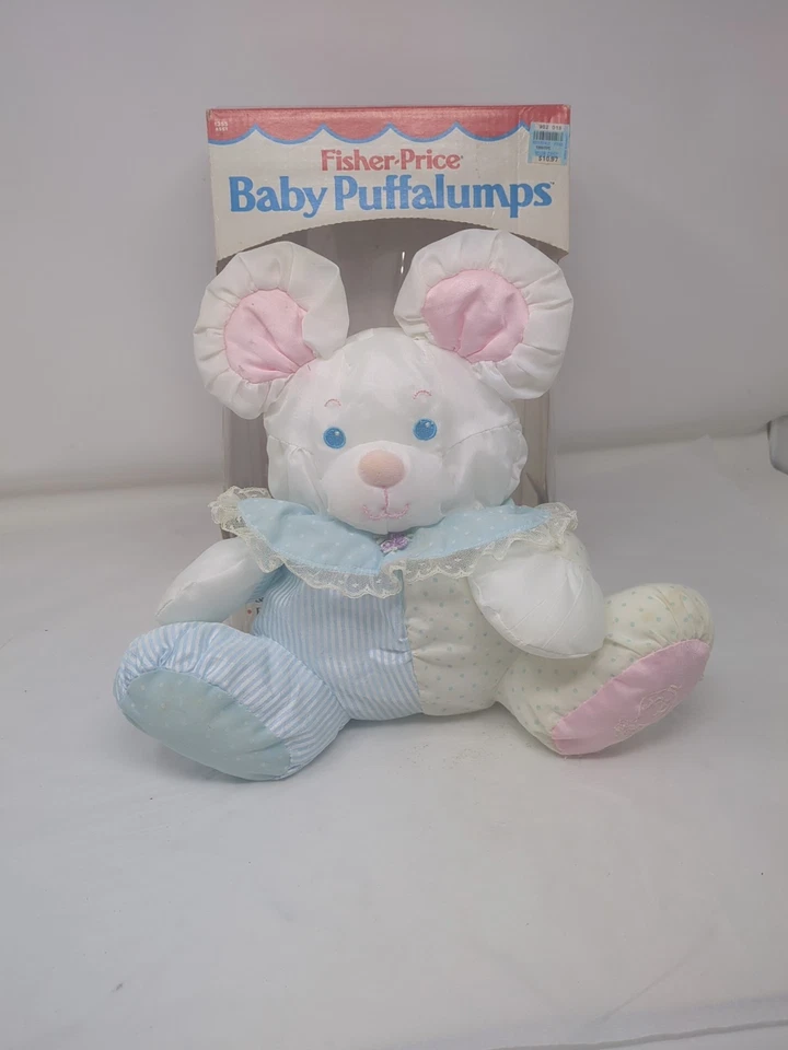 Vintage Baby Puffalump Mouse with Rattle Fisher Price 1988 Plush With Box - Image 2 of 4