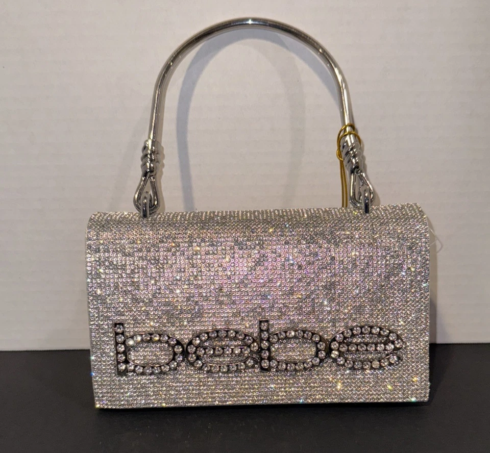 Bolsa feminina Bebe Paris clutch prata pequena traseira - Imagem 2 de 4