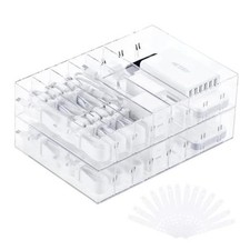 2 Pcs Clear Cable Charger Organizer Box, Large Adjustable Large 2Pcs