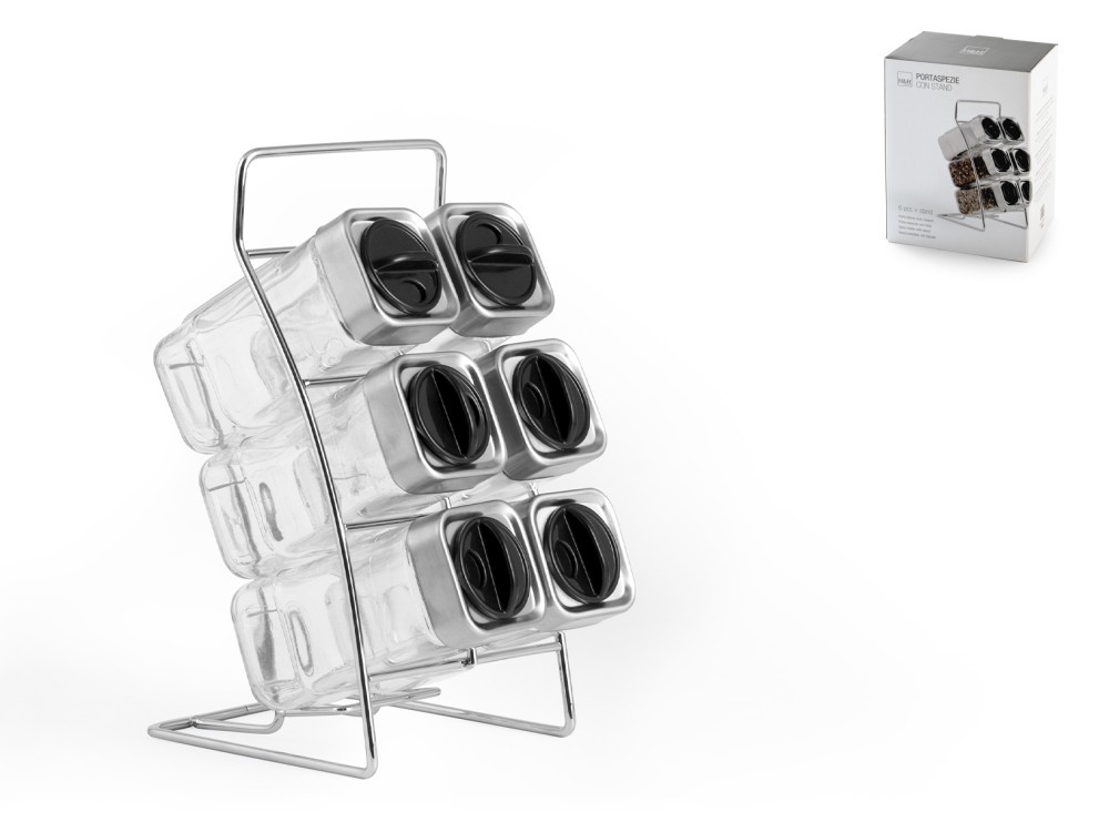 H&H Spice Rack 6 Jars With Rotating Stand