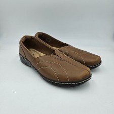 Clarks Womens Cora Meadow Slip On Casual Light Brown Leather Loafers Flats 7 E