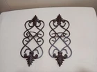 Set Of 2, Brown Metal Decorative Tea Light Candle Holder Wall Sconces